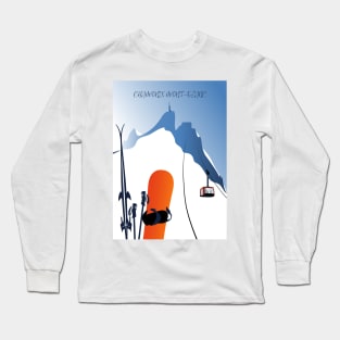 Chamonix Aiguille du Midi snowboard ski leewarddesign Long Sleeve T-Shirt
